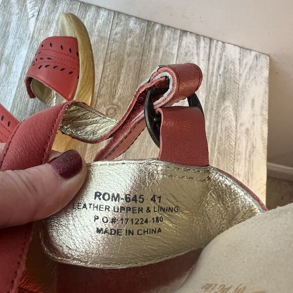 Alegria Red Leather Buckle Platform Sandals Size 8 41 10-10.5 - Picture 11 of 12